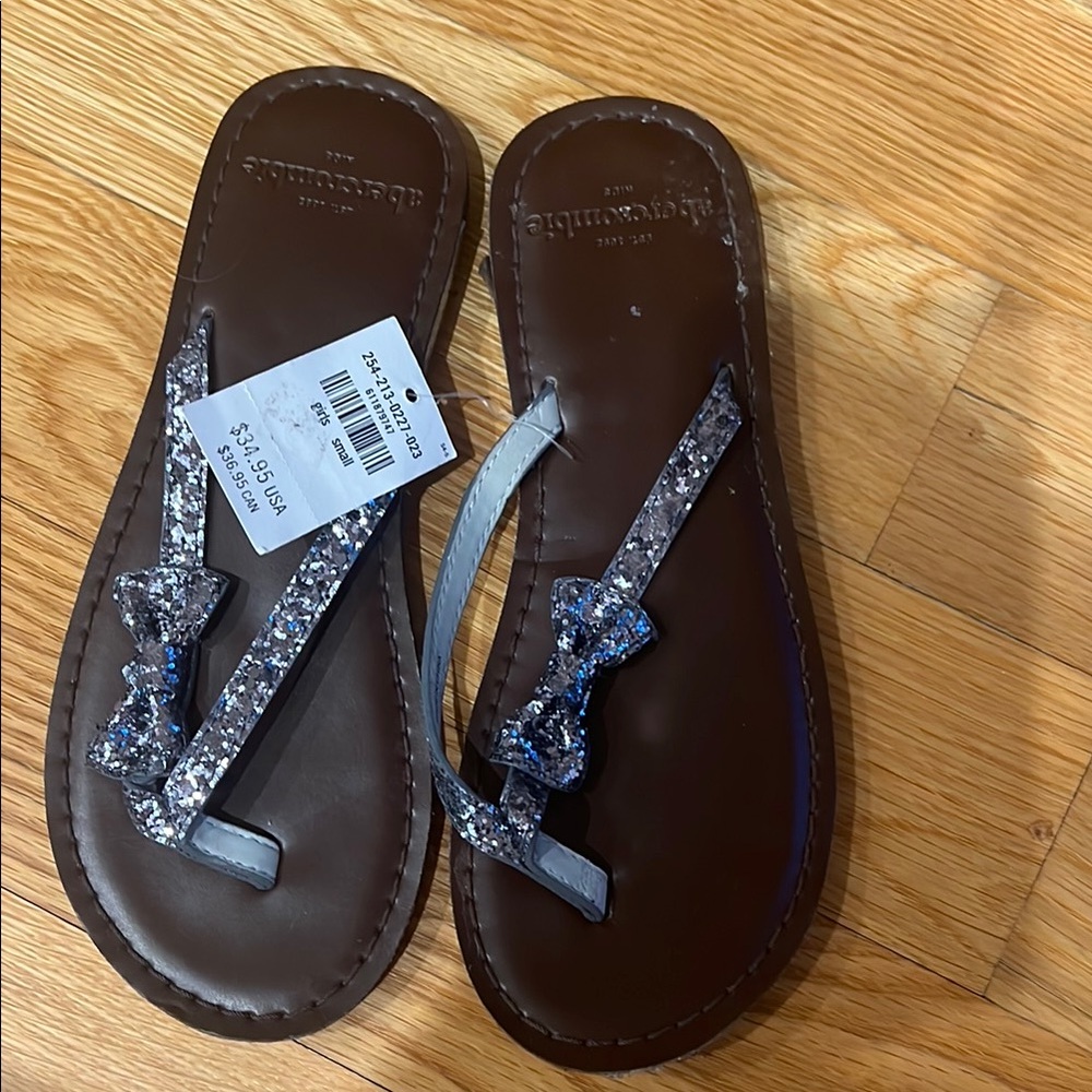 Abercrombie Kids Brown and Silver Sandals with Durable Design